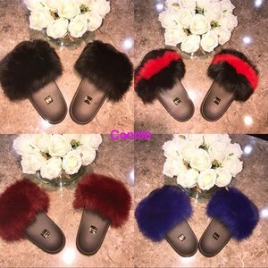 Fox fur sandals
